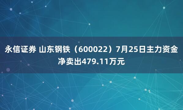 永信证券 山东钢铁（600022）7月25日主力资金净卖出479.11万元