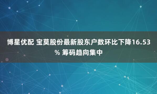 博星优配 宝莫股份最新股东户数环比下降16.53% 筹码趋向集中